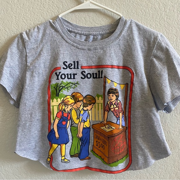 Sell Your Soul Funny Cropped T Shirt Size Small - Picture 5 of 6